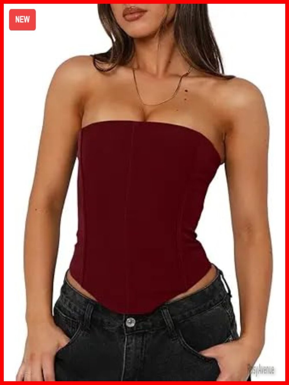 Womens Sexy Corset Tube Top Lace-Up Back Trendy Y2K Going Out
